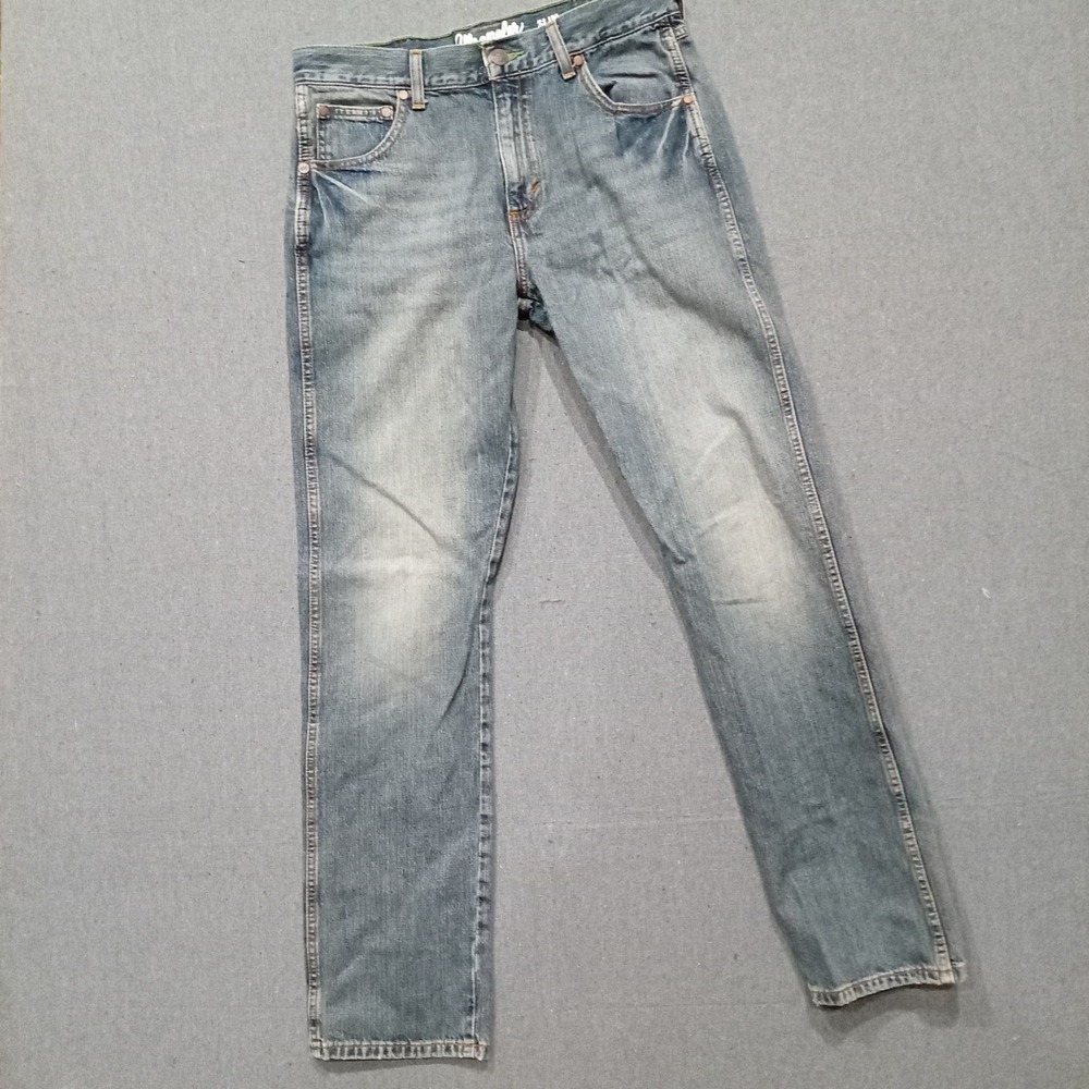 Wrangler Slim Straight Jeans Mens 33x34 Blue Denim 100% Cotton 88MWZDK - Picture 2 of 6